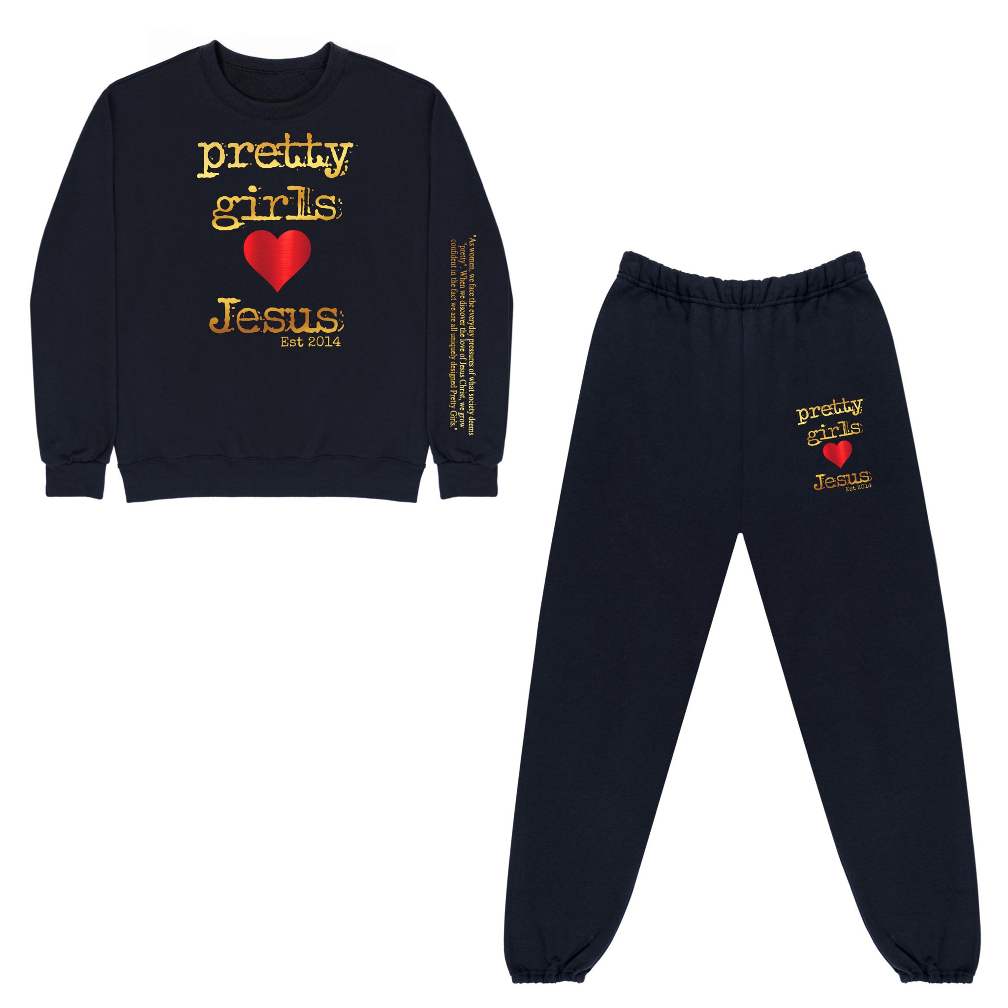 2 Piece "Pretty Girl ♥️ Jesus" Sweatsuit w/ Definition