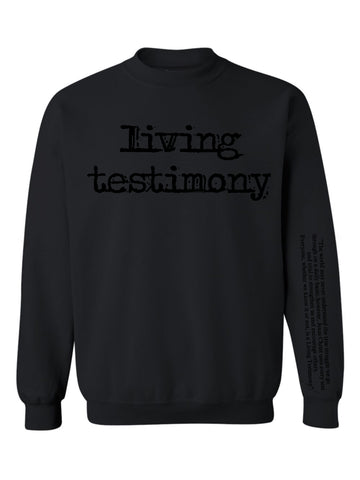 Black on Black Living Testimony Crewneck (Puff Letters)