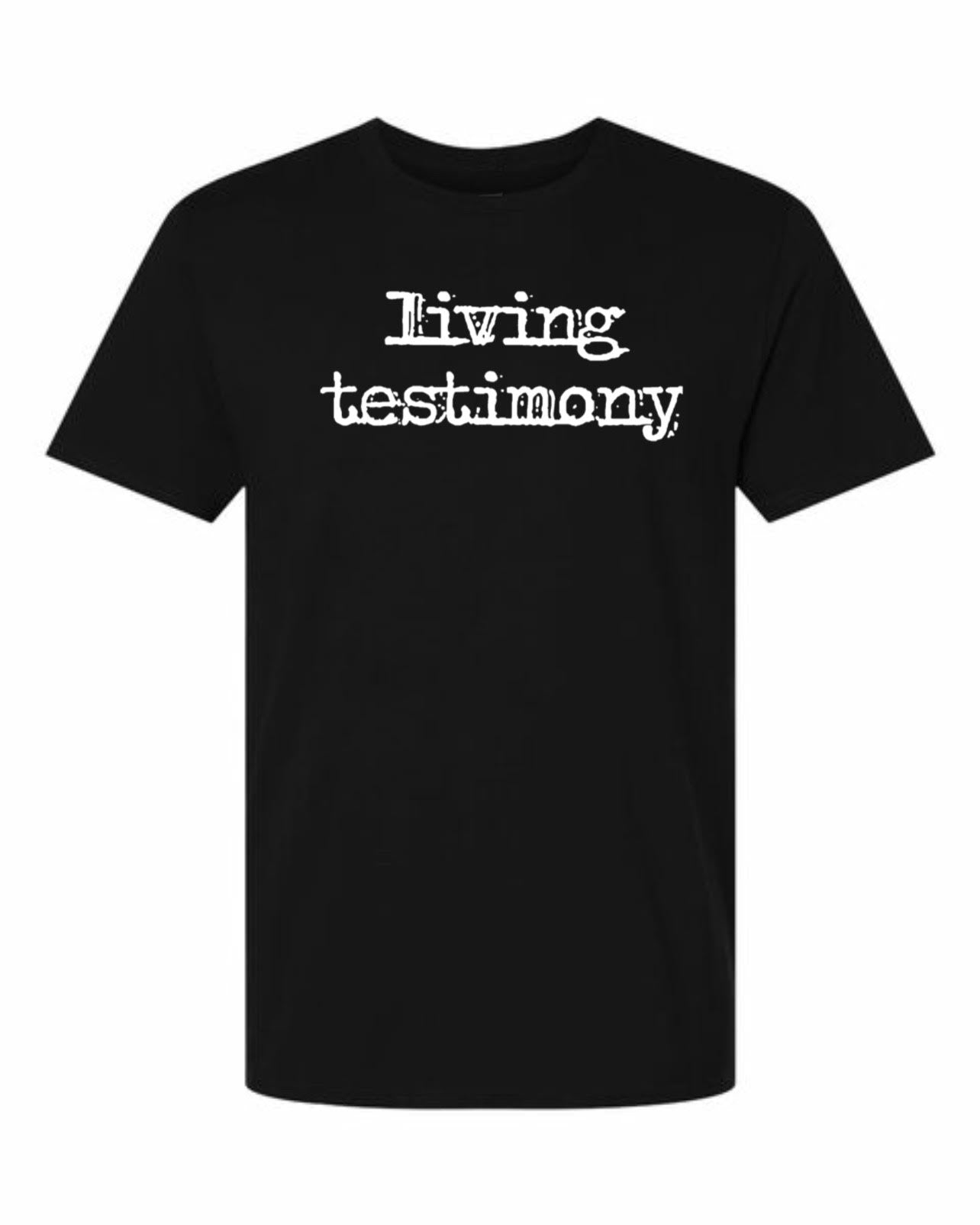 Universal Black Living Testimony T-Shirt w/ Definition (Puff White Letters)